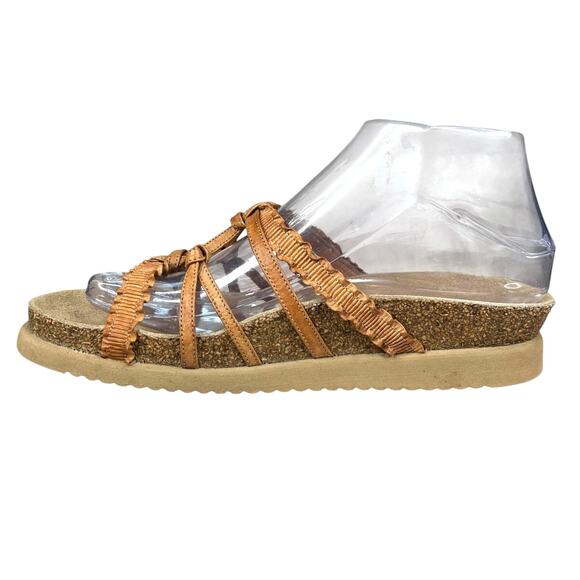 Mephisto Women’s Brown Leather Strappy Slide Sandal Size 37 US 7 - Picture 2 of 12